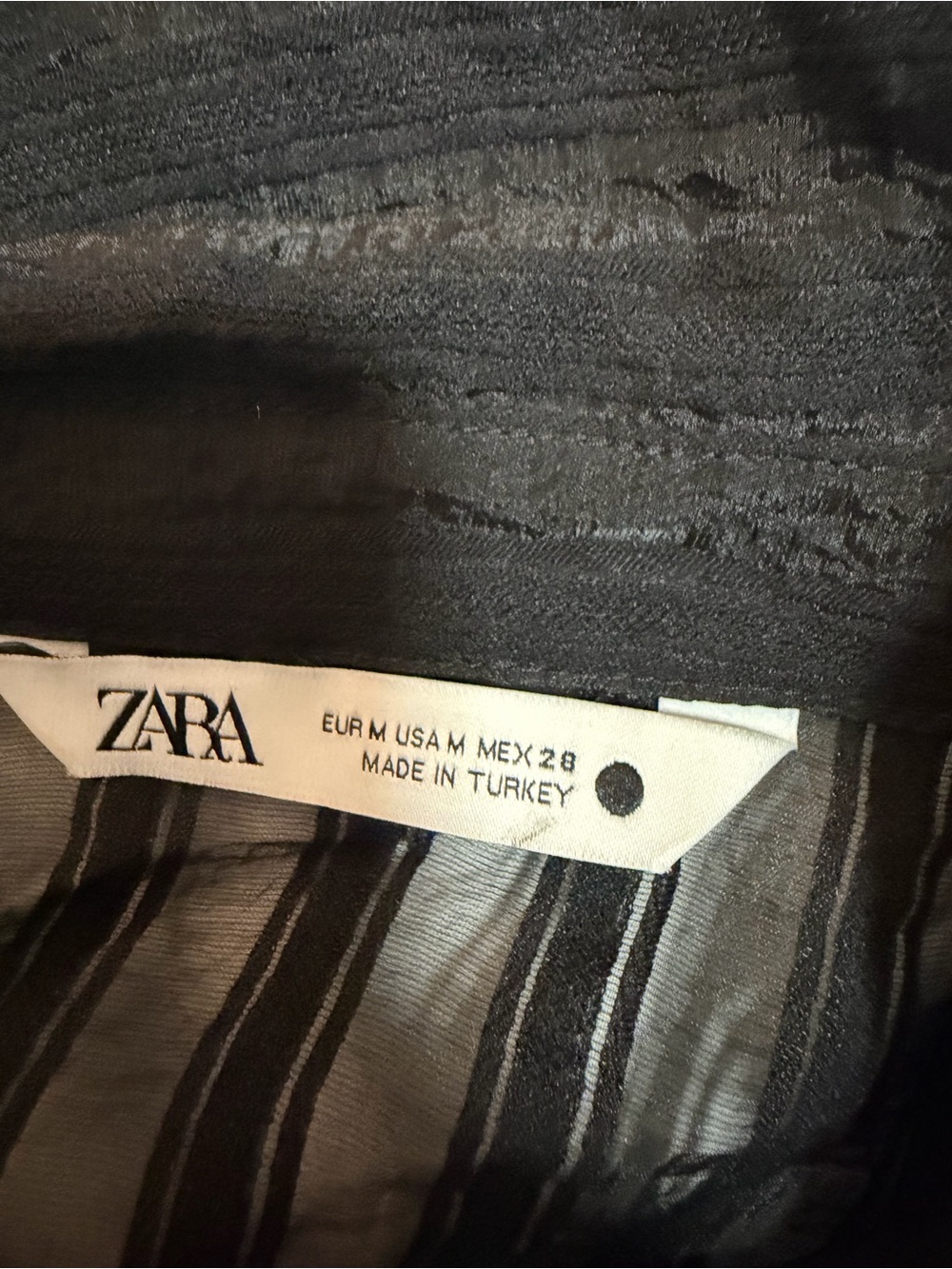 Zara Black Sheer Striped Button-Down Shirt - Picture 3 of 3